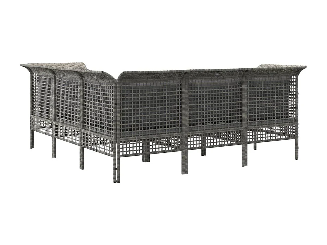 5-delige Loungeset met kussens poly rattan grijs