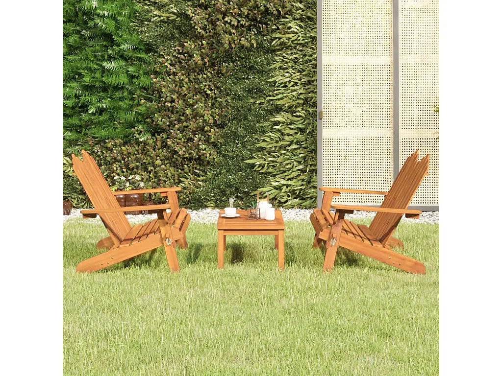 Set Salotto da Giardino Adirondack 3pz Legno Massello di Acacia