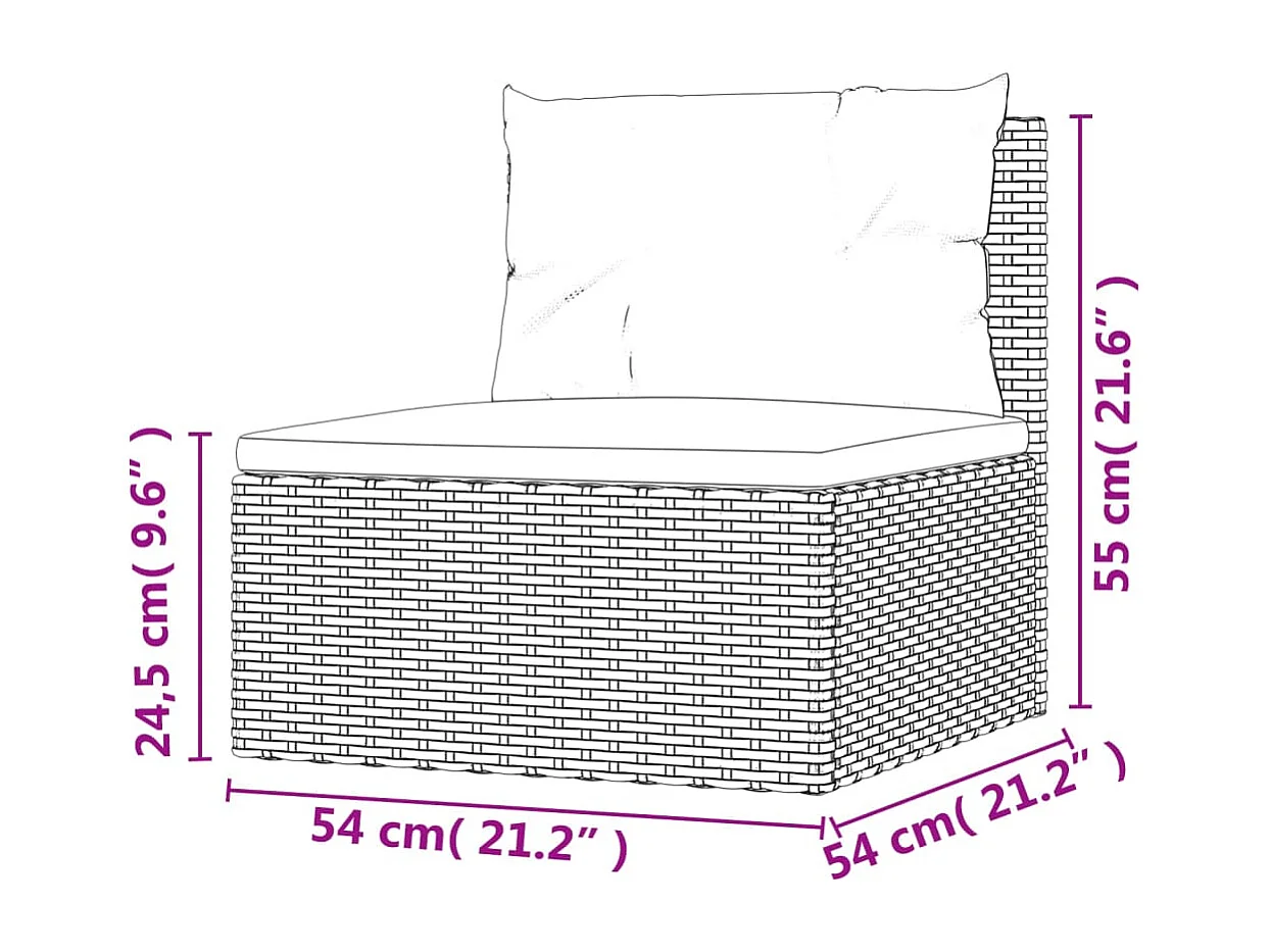 Salon de jardin 6 pcs avec coussins Noir Résine tressée