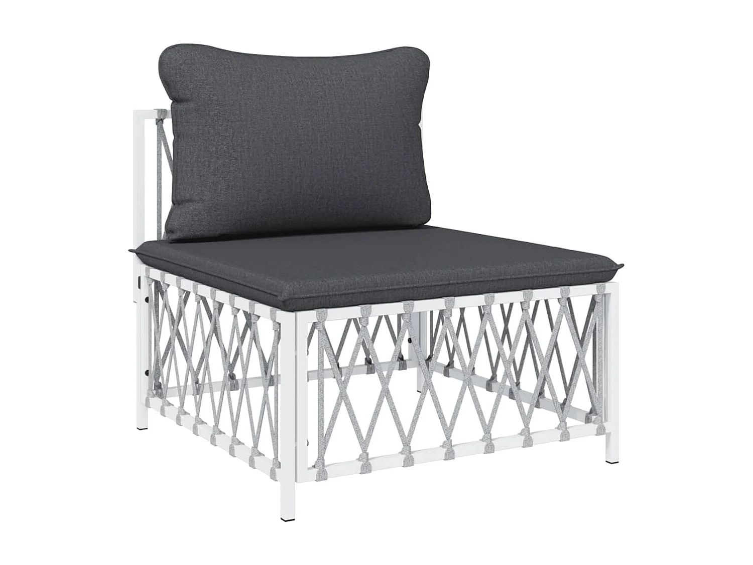 Salon de jardin 4 pcs avec coussins blanc acier