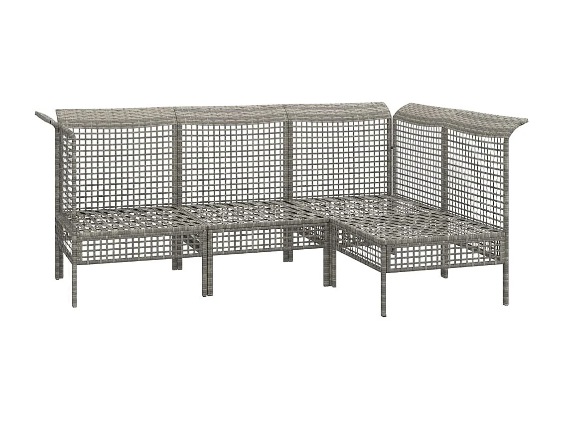Set de muebles de jardín 4 pzas y cojines ratán sintético gris