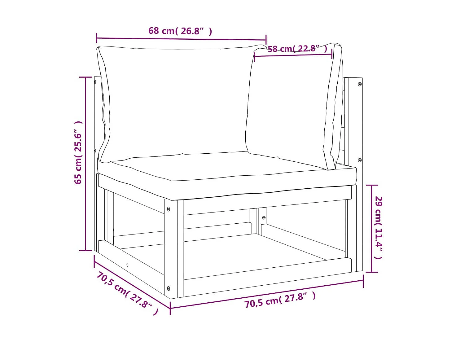 6pcs conj. lounge jardim madeira c/almofadões cinza-acastanhado