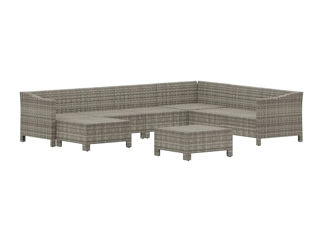 8 pcs conjunto lounge de jardim c/ almofadões vime PE cinzento