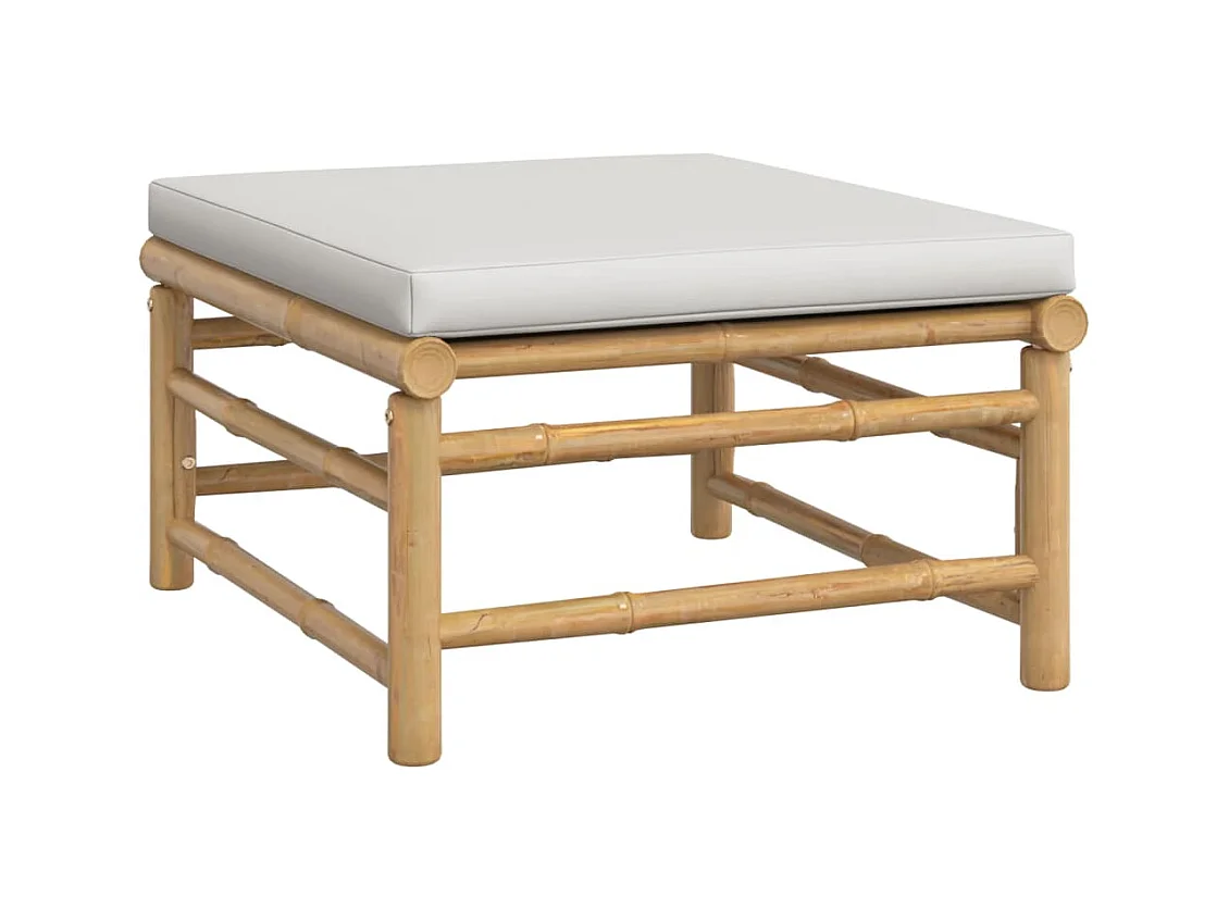 Salon de jardin 4 pcs avec coussins gris clair bambou