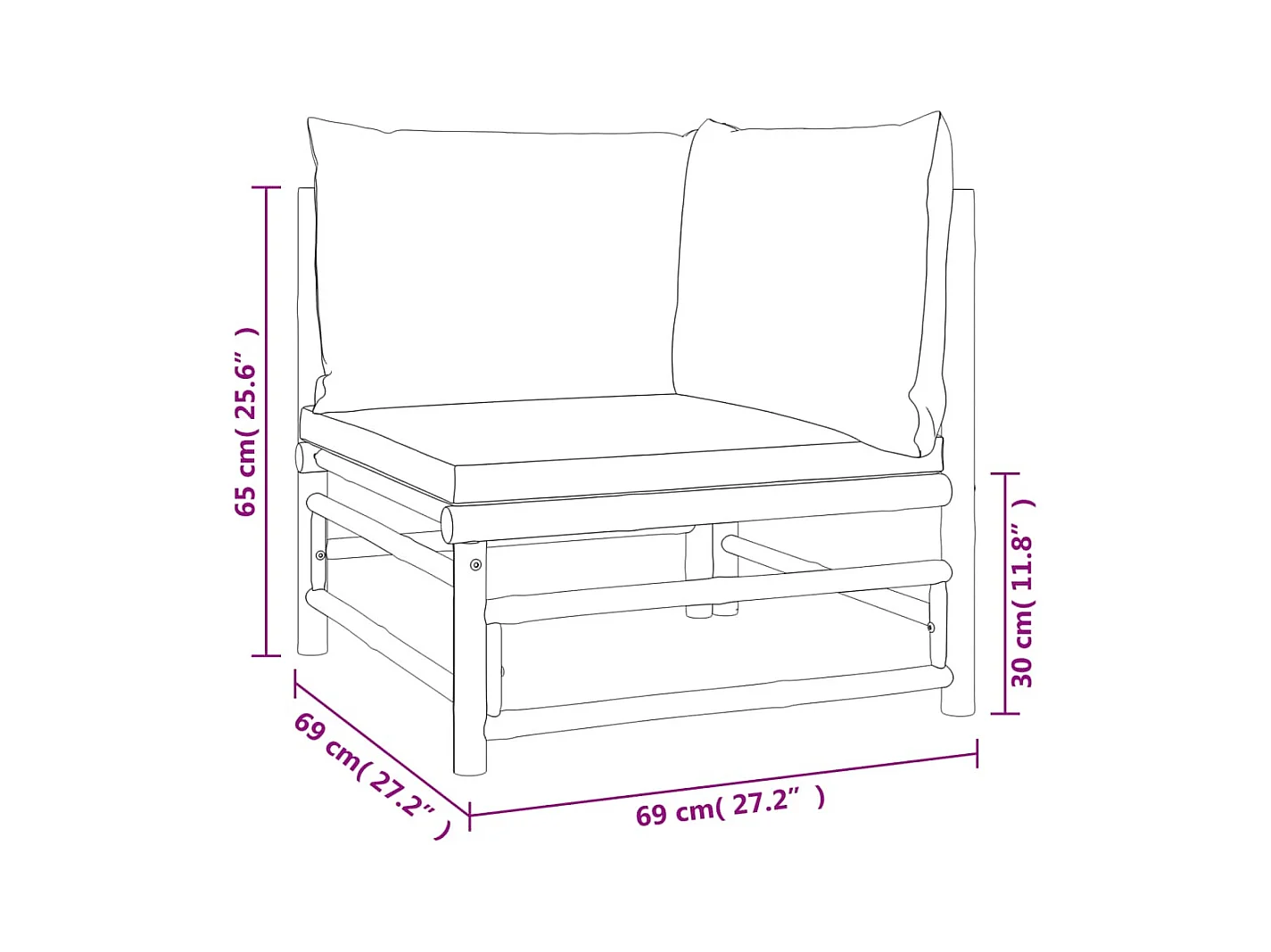 Salon de jardin 4 pcs avec coussins gris clair bambou