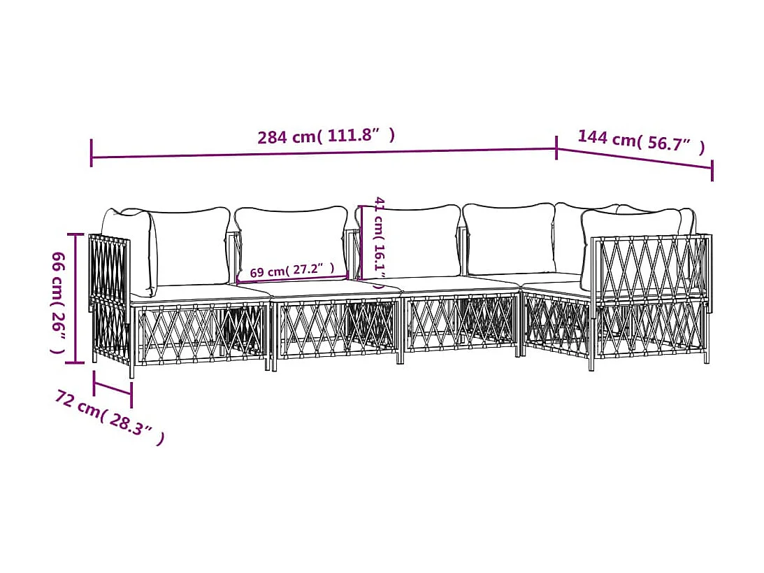 Salon de jardin avec coussins 5 pcs anthracite acier