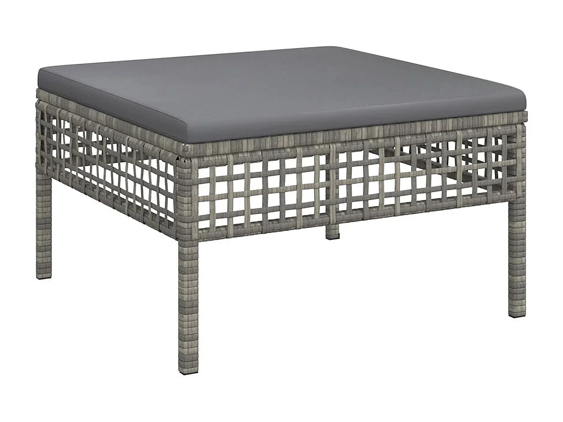 Set Divani da Giardino 7 pz con Cuscini in Polyrattan Grigio