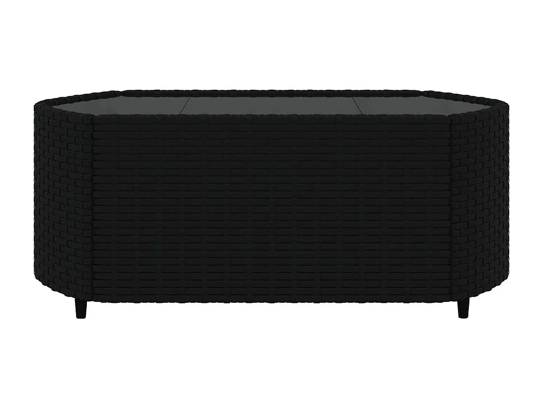 4-tlg. Garten-Lounge-Set mit Kissen Schwarz Poly Rattan