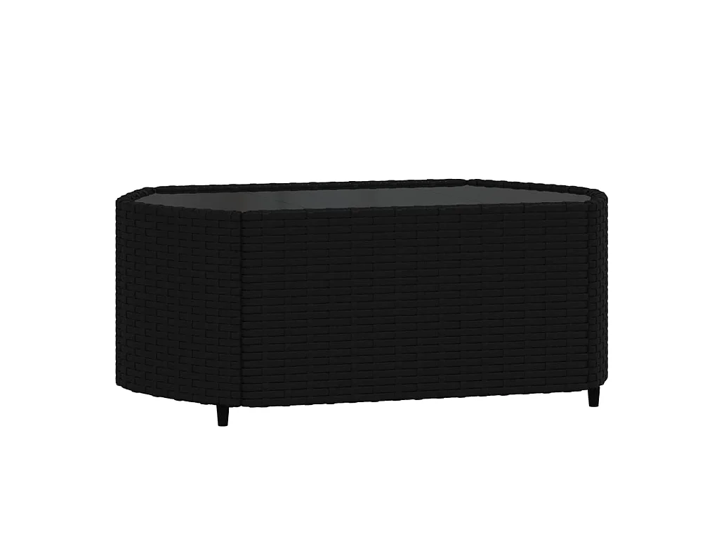 Salon de jardin 4 pcs avec coussins Noir Résine tressée
