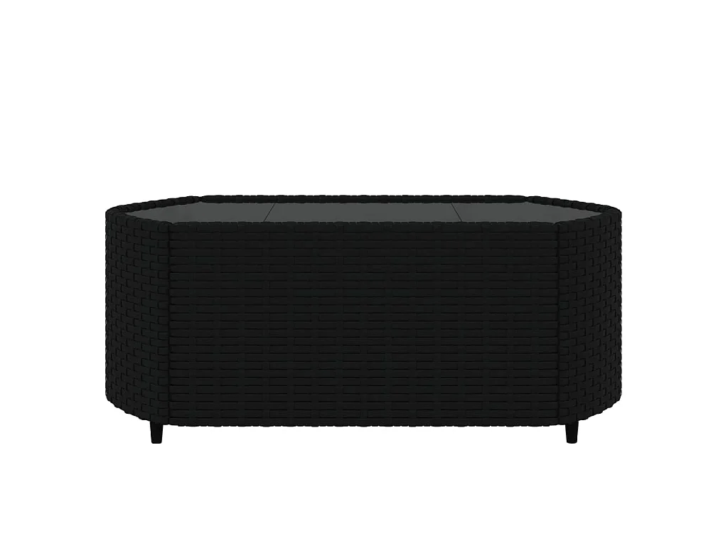Salon de jardin 4 pcs avec coussins Noir Résine tressée