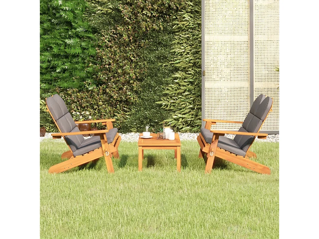 Ensemble de salon de jardin Adirondack 3 pcs bois acacia solide