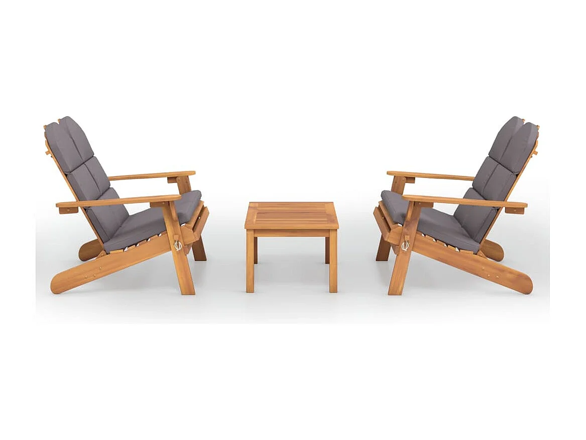 Ensemble de salon de jardin Adirondack 3 pcs bois acacia solide