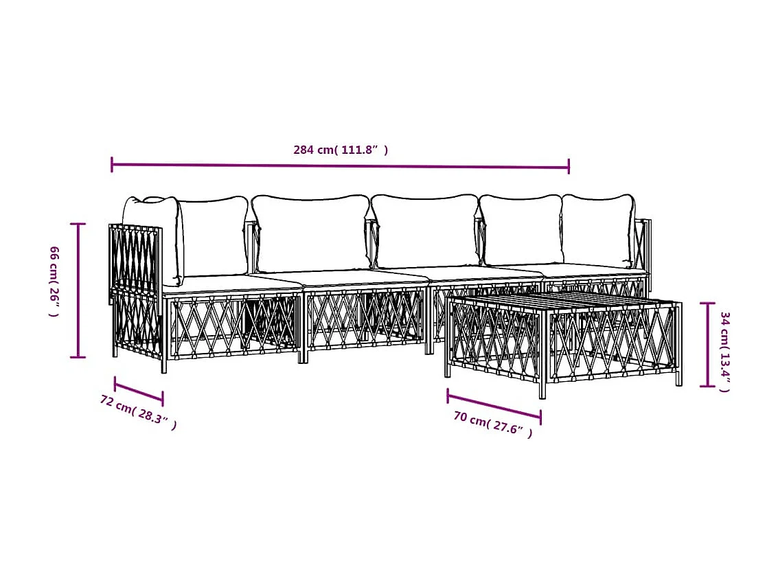 5-tlg. Garten-Lounge-Set mit Kissen Anthrazit Stahl