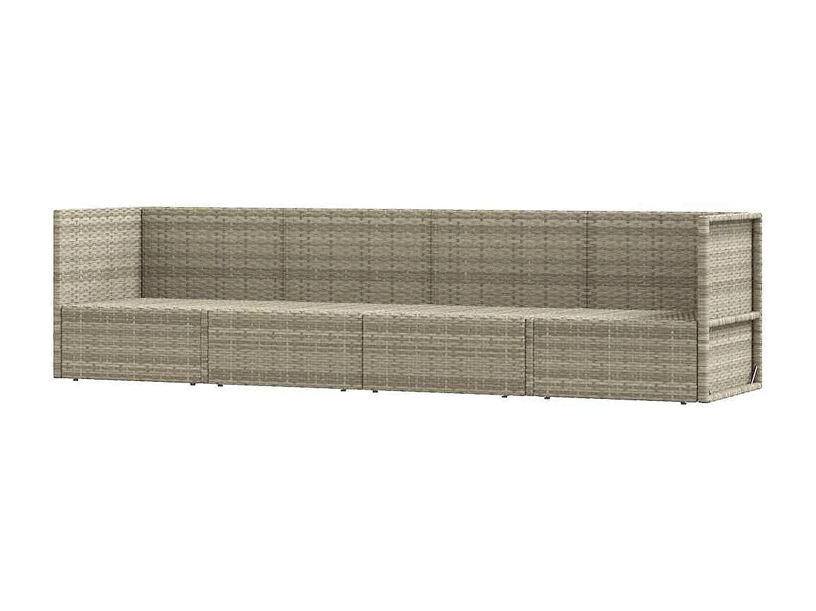 4-tlg. Garten-Lounge-Set mit Kissen Grau Poly Rattan