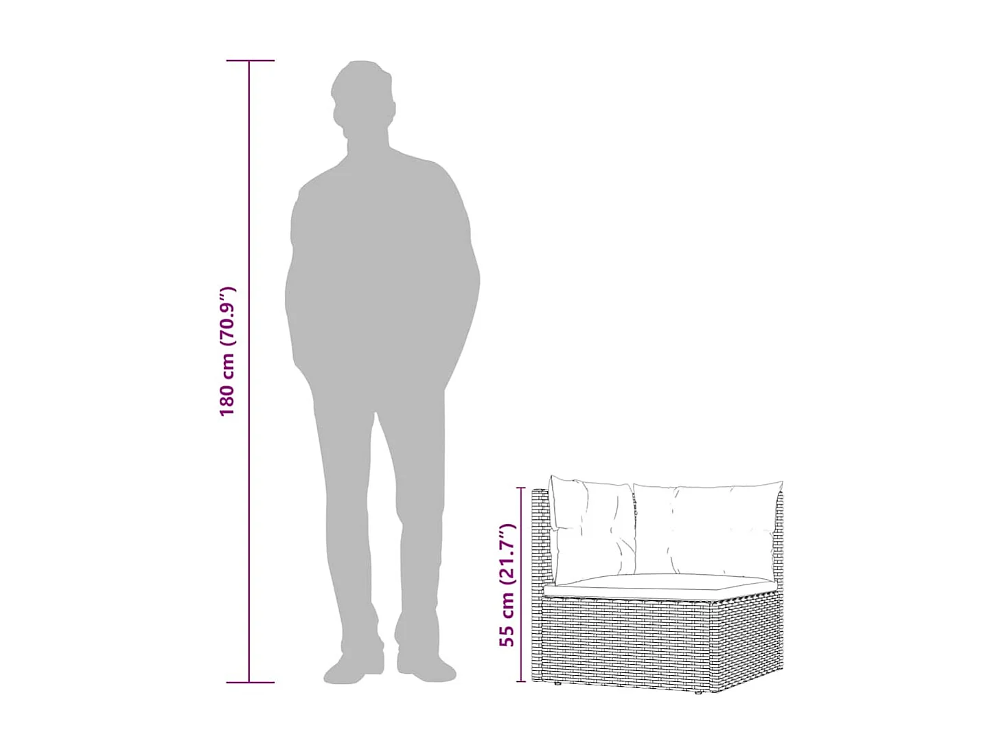 Salon de jardin 4 pcs avec coussins Gris Résine tressée