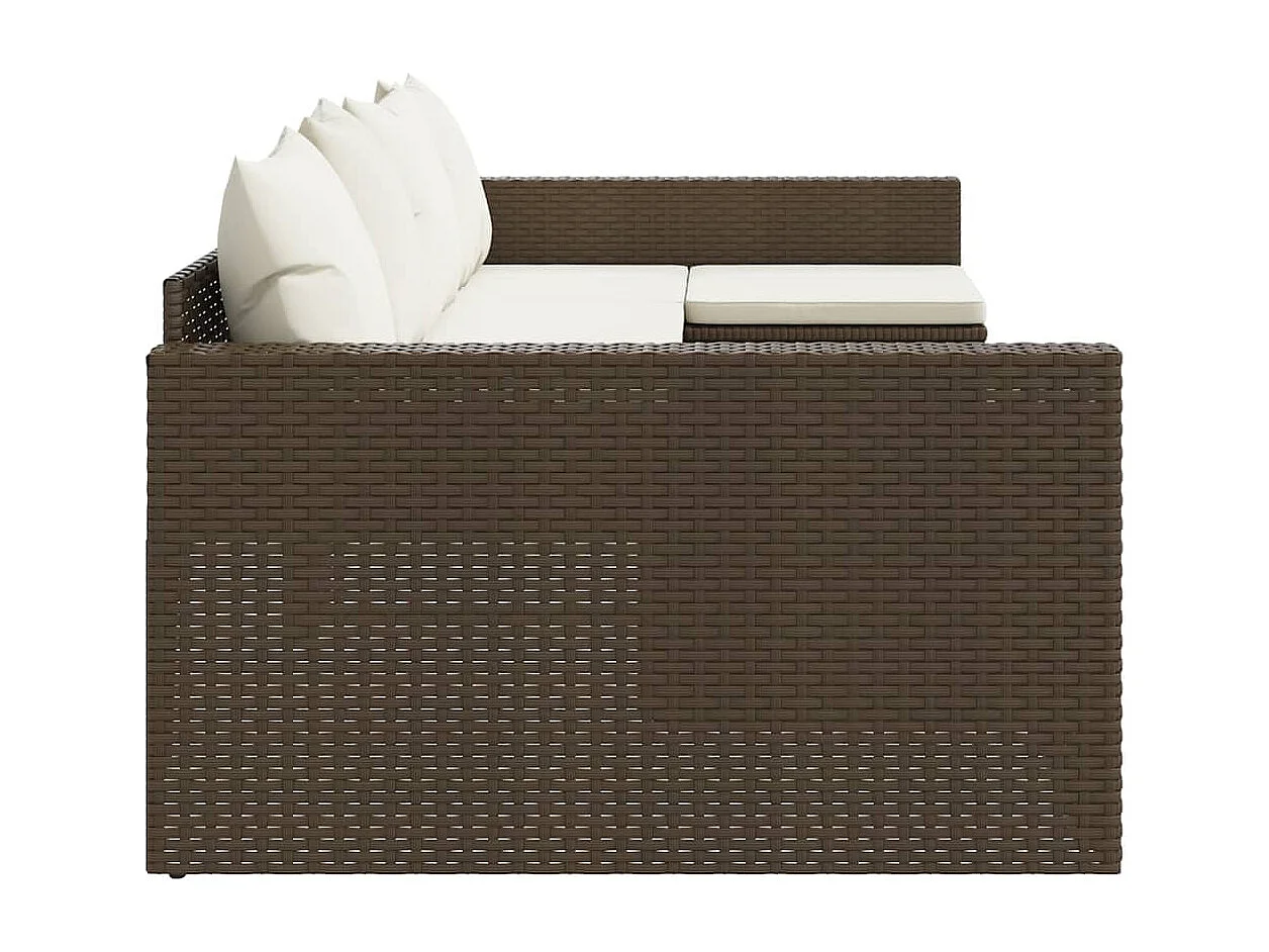 Salon de jardin 2 pcs avec coussins Marron Résine tressée