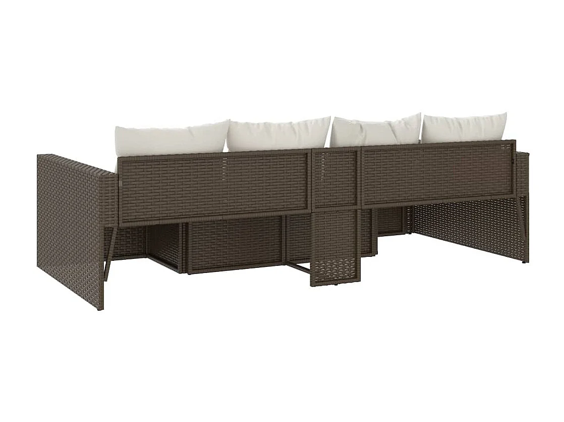 Salon de jardin 2 pcs avec coussins Marron Résine tressée