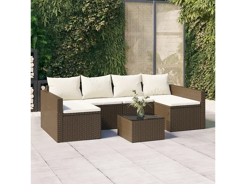 Set Divani da Giardino 2 pz con Cuscini in Polyrattan Marrone