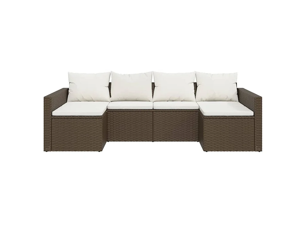 Set Divani da Giardino 2 pz con Cuscini in Polyrattan Marrone