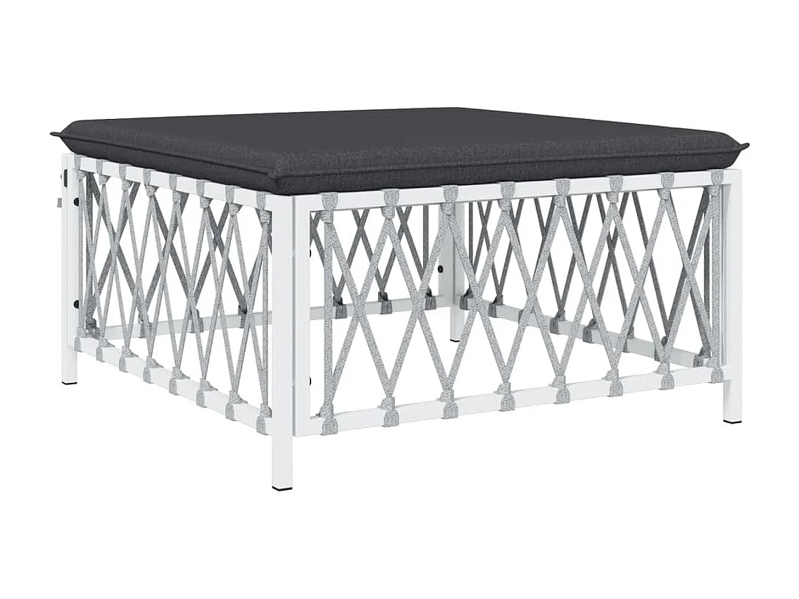 Set Salotto da Giardino 8 pz con Cuscini in Acciaio Bianco