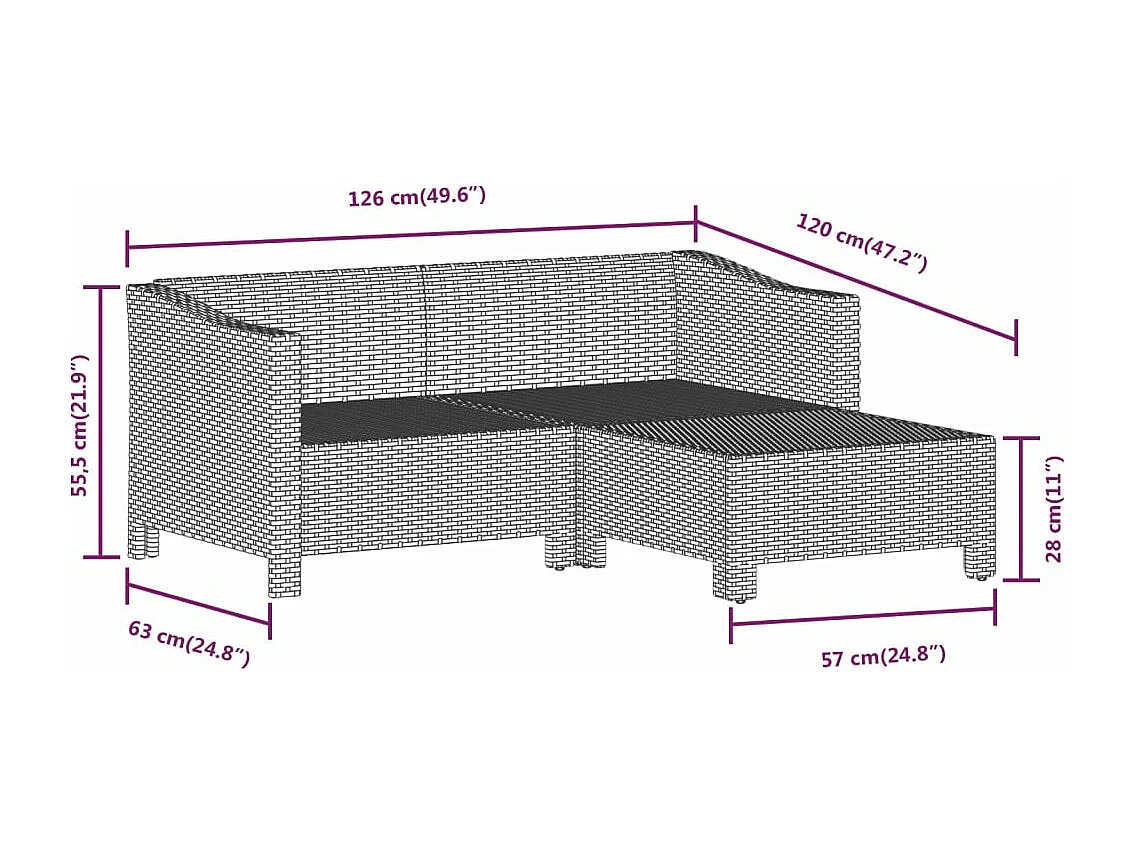 5-tlg. Garten-Lounge-Set mit Kissen Grau Poly Rattan