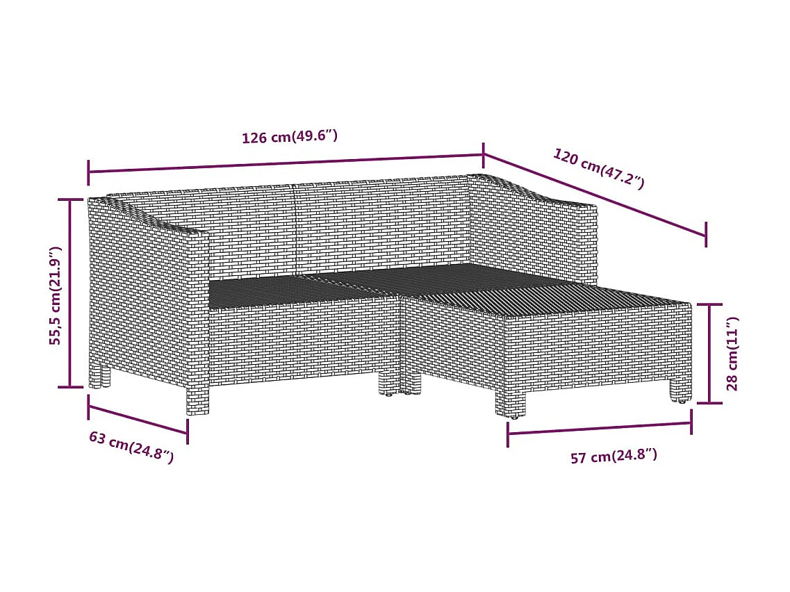 5-tlg. Garten-Lounge-Set mit Kissen Grau Poly Rattan