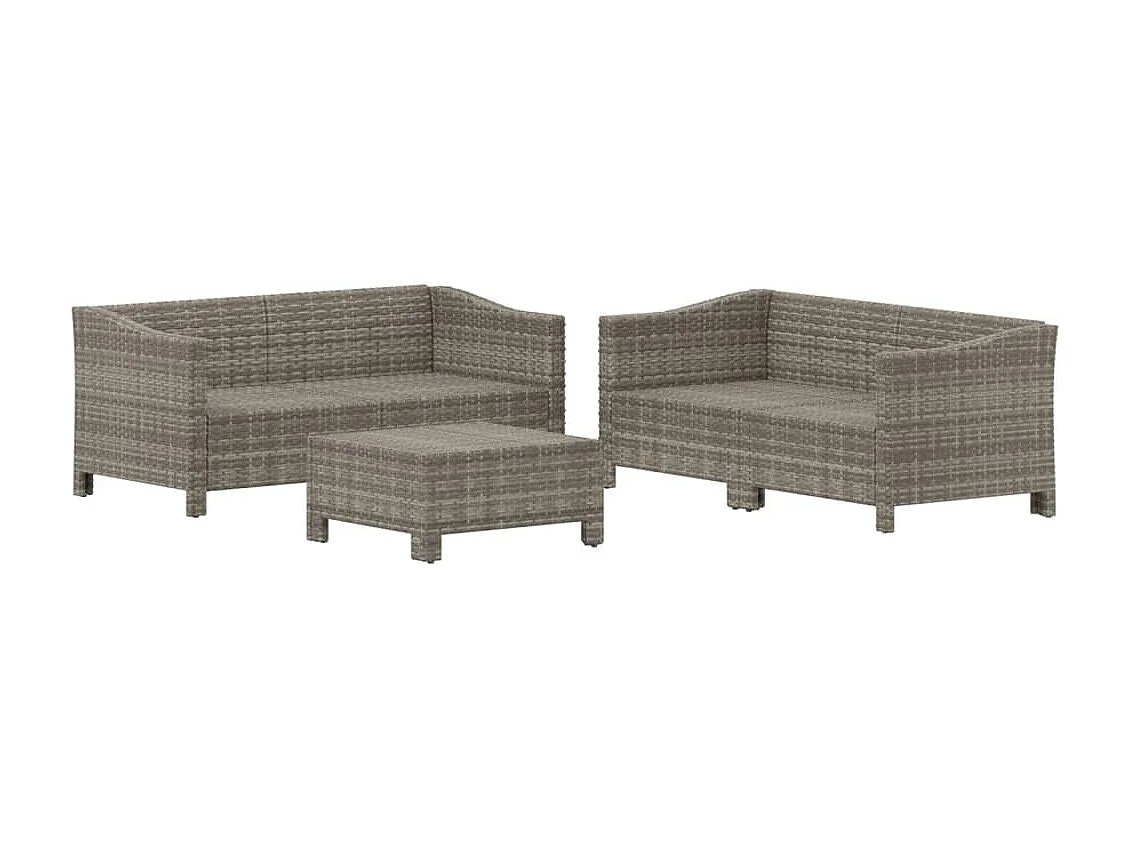 Salon de jardin 5 pcs avec coussins Gris Résine tressée