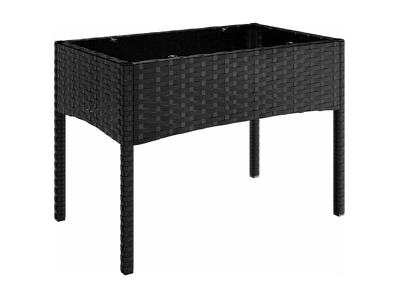 Salon de jardin 4 pcs avec coussins Noir Résine tressée