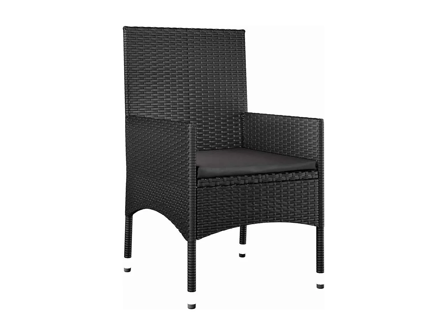 Salon de jardin 4 pcs avec coussins Noir Résine tressée