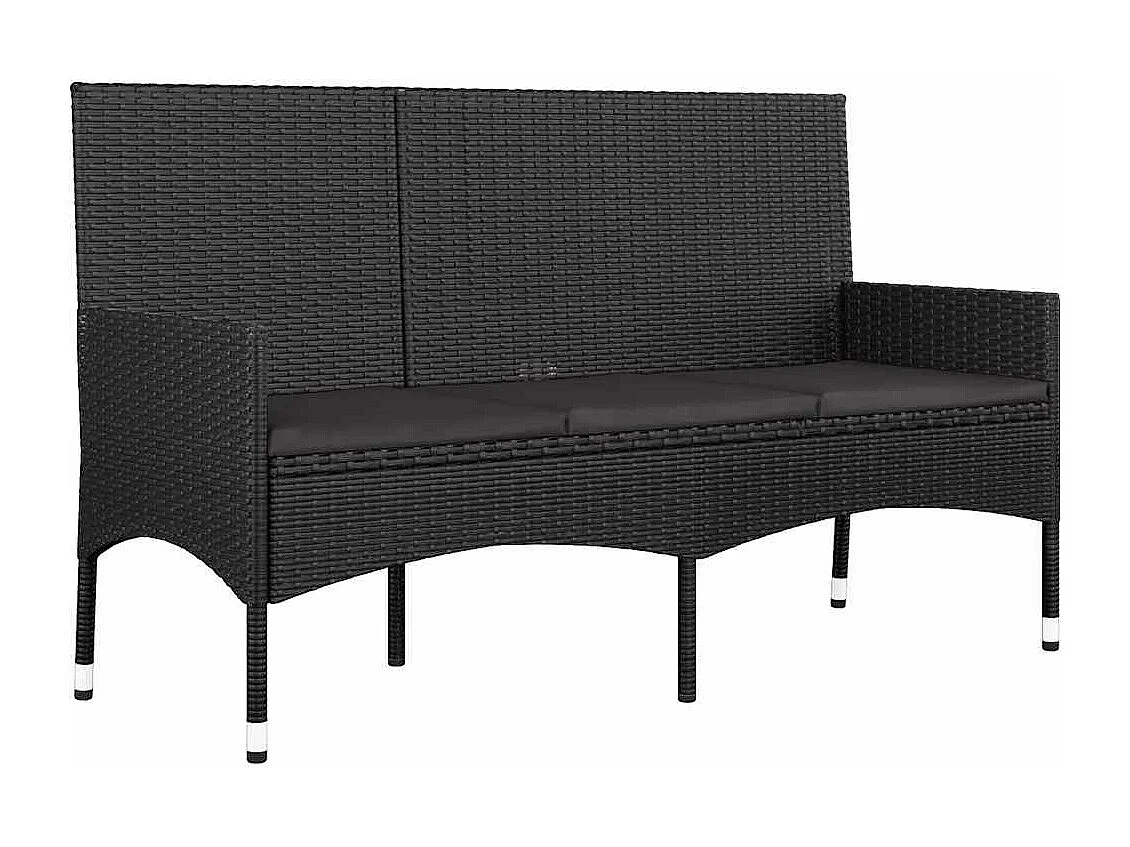 Salon de jardin 4 pcs avec coussins Noir Résine tressée