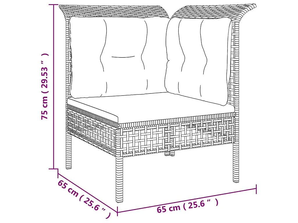 8-delige Loungeset met kussens poly rattan grijs