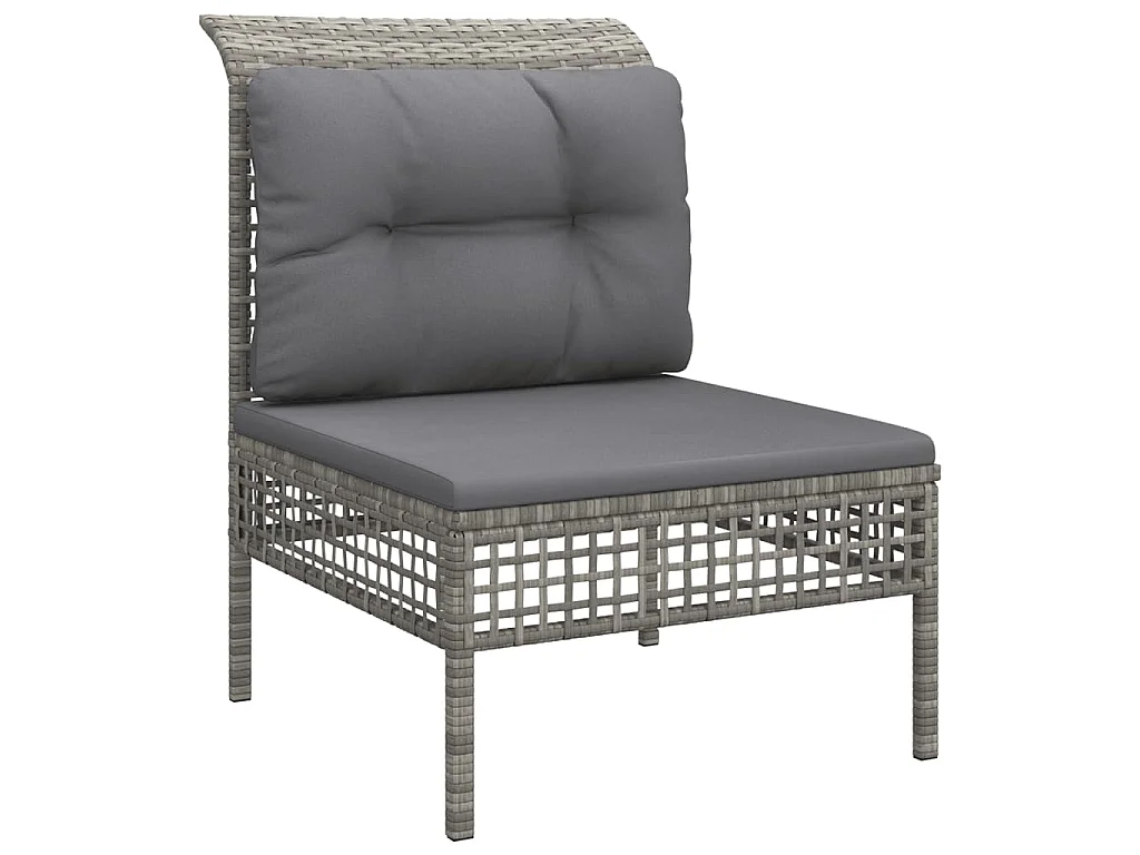 8-delige Loungeset met kussens poly rattan grijs