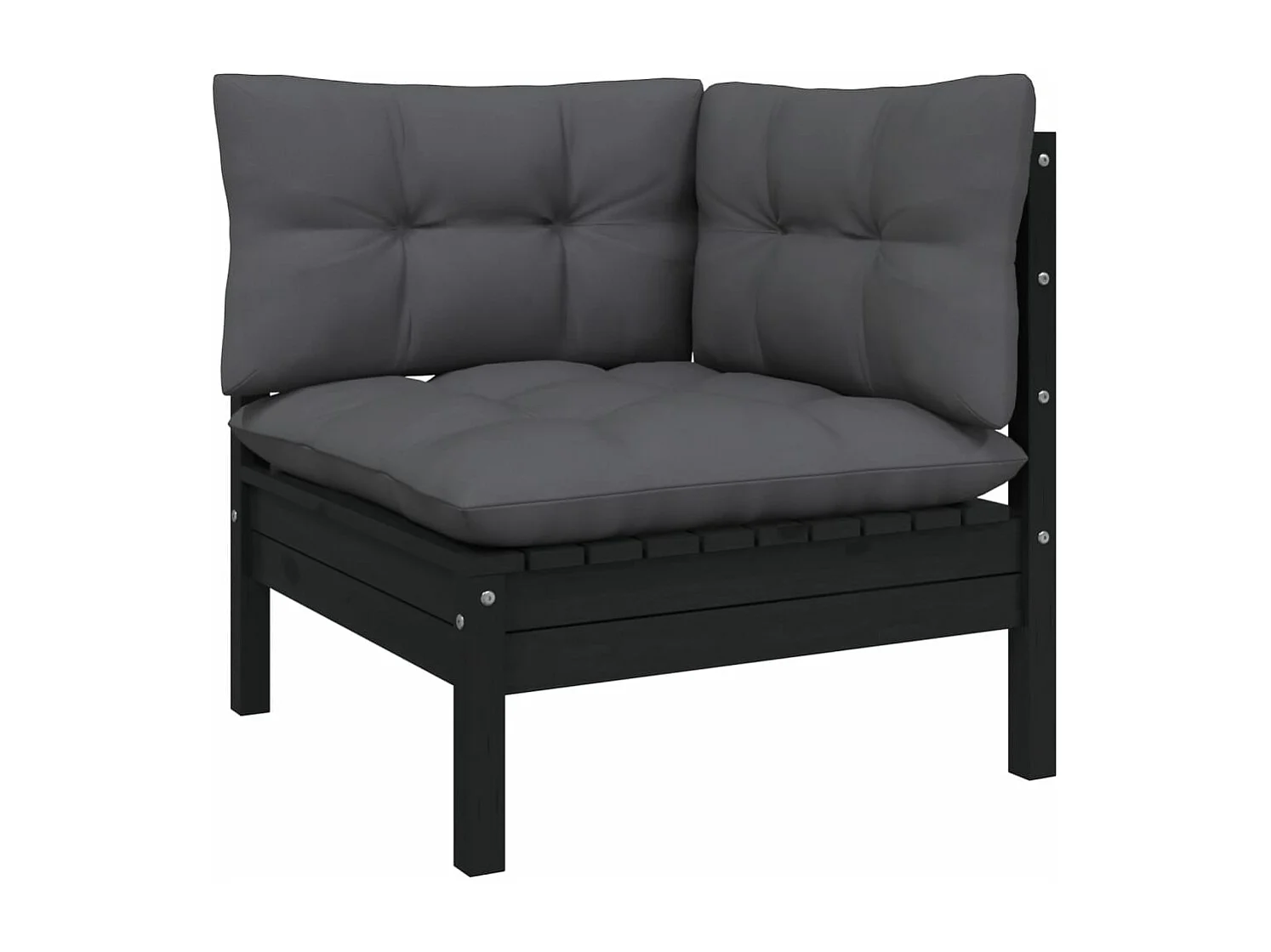 9 pcs conjunto lounge jardim c/ almofadões pinho maciço preto