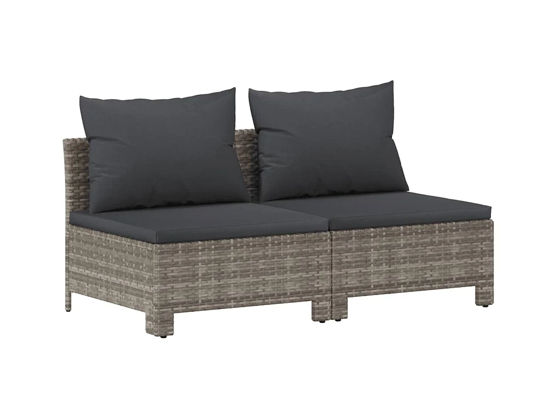 6-tlg. Garten-Lounge-Set mit Kissen Grau Poly Rattan