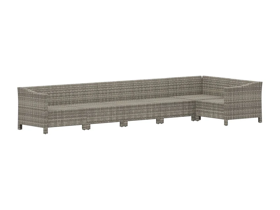 Set Divani da Giardino 6 pz con Cuscini in Polyrattan Grigio