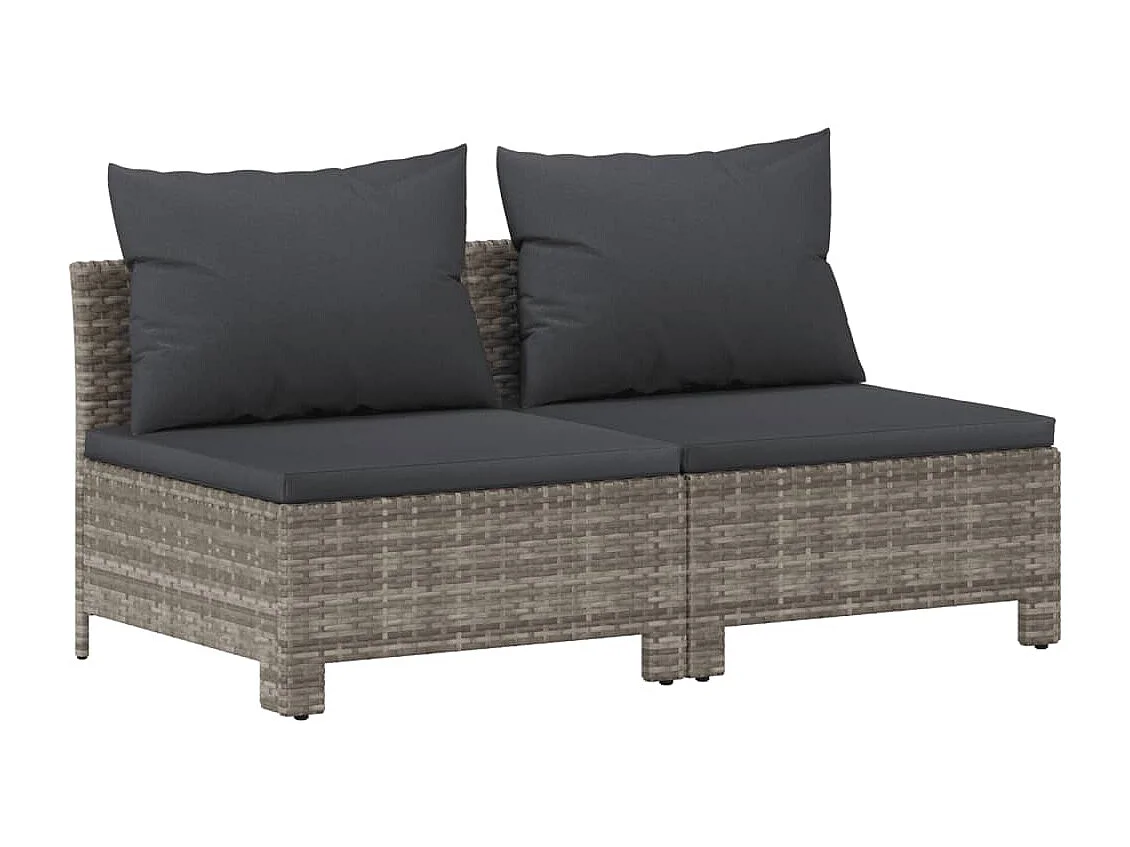 Set Divani da Giardino 6 pz con Cuscini in Polyrattan Grigio