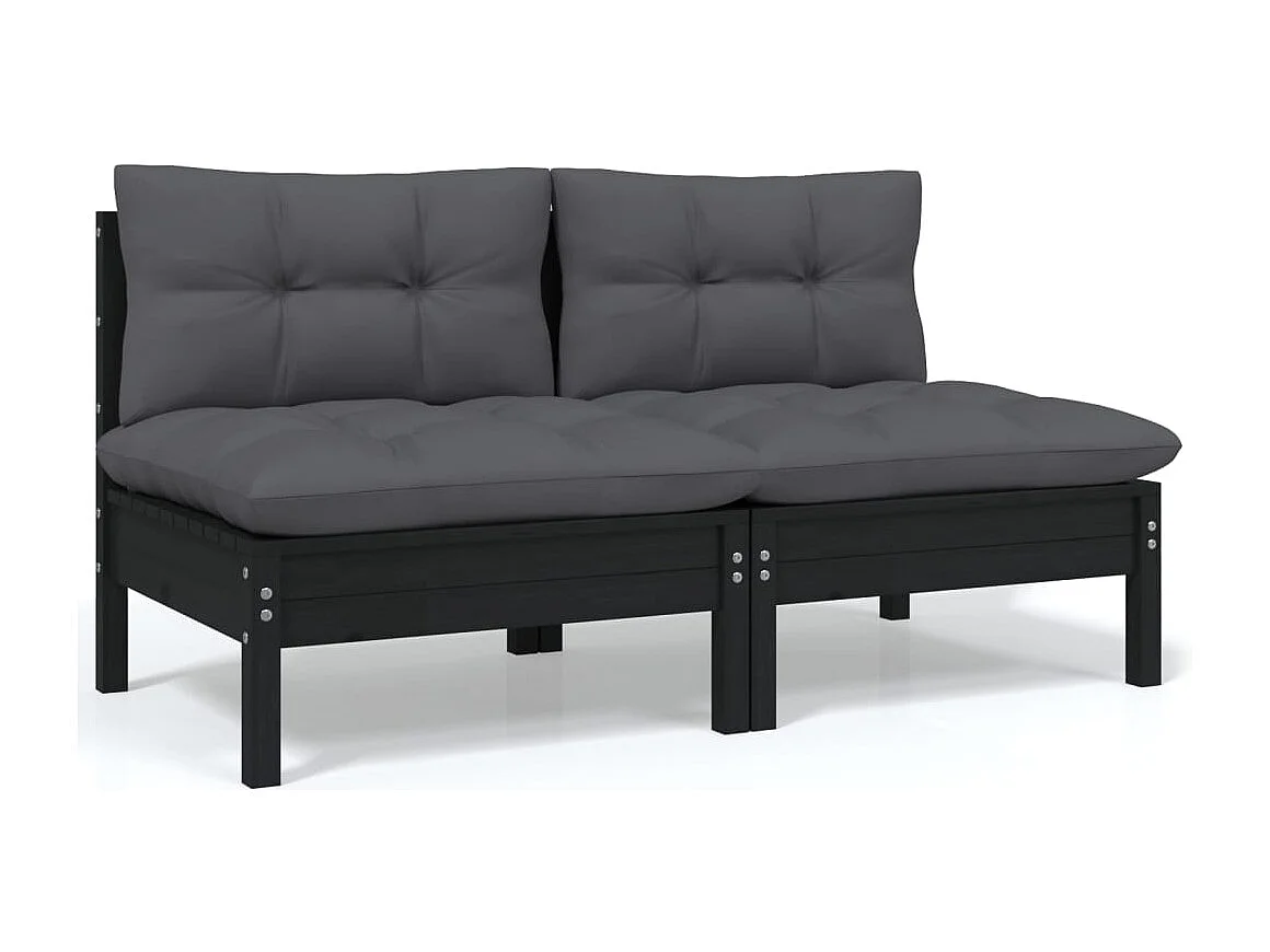 Salon de jardin 8 pcs avec coussins bois de pin massif