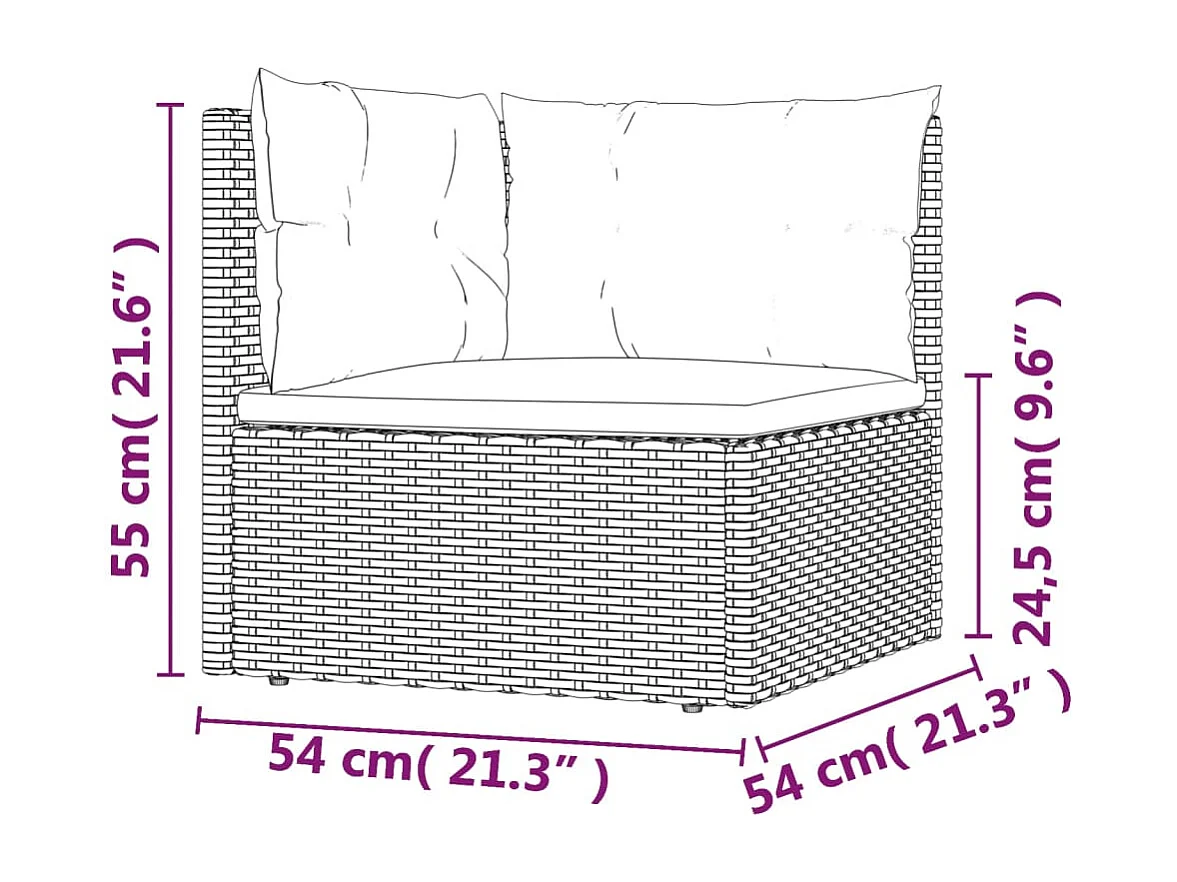 6-tlg. Garten-Lounge-Set mit Kissen Grau Poly Rattan