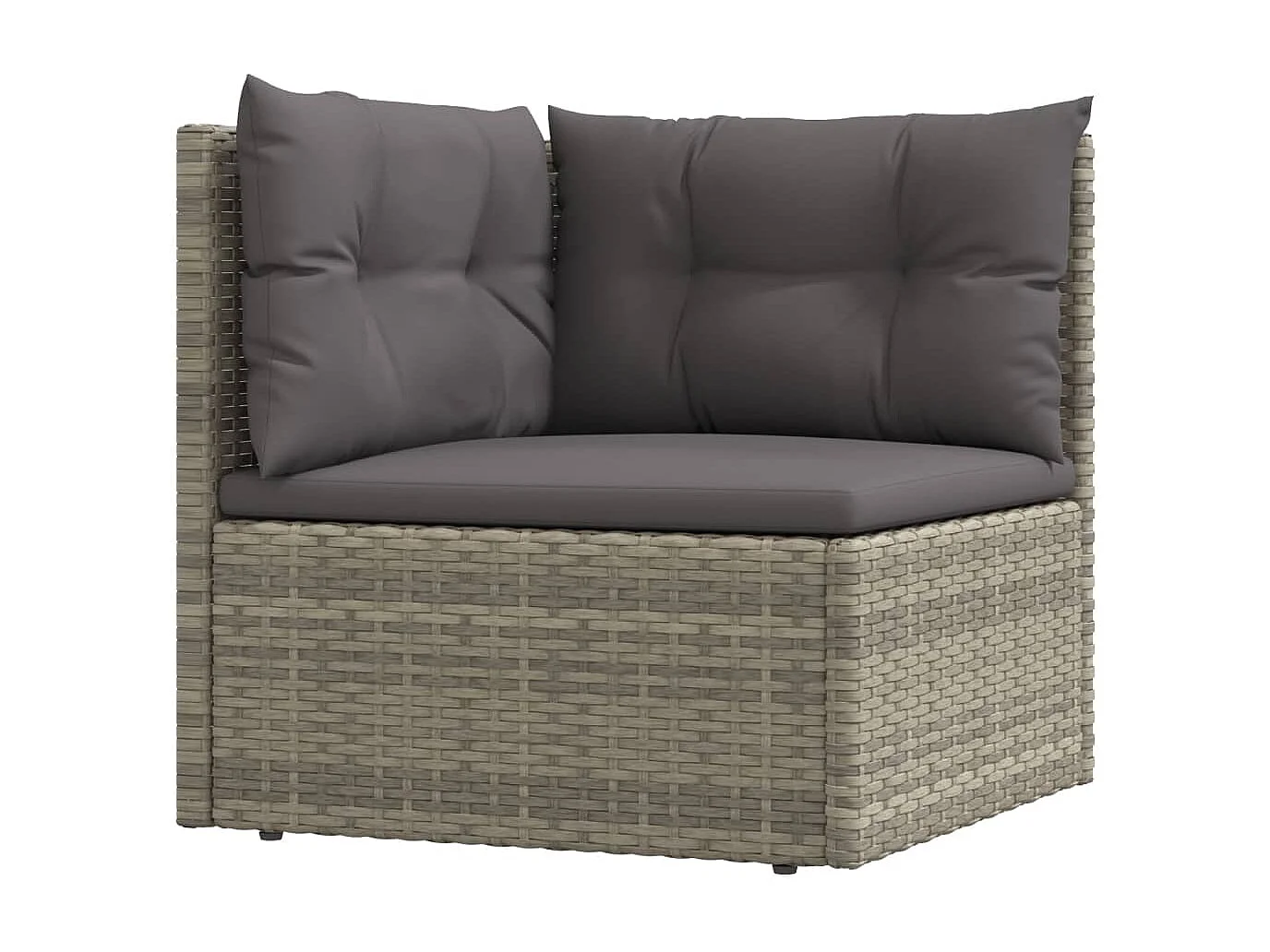 6-tlg. Garten-Lounge-Set mit Kissen Grau Poly Rattan