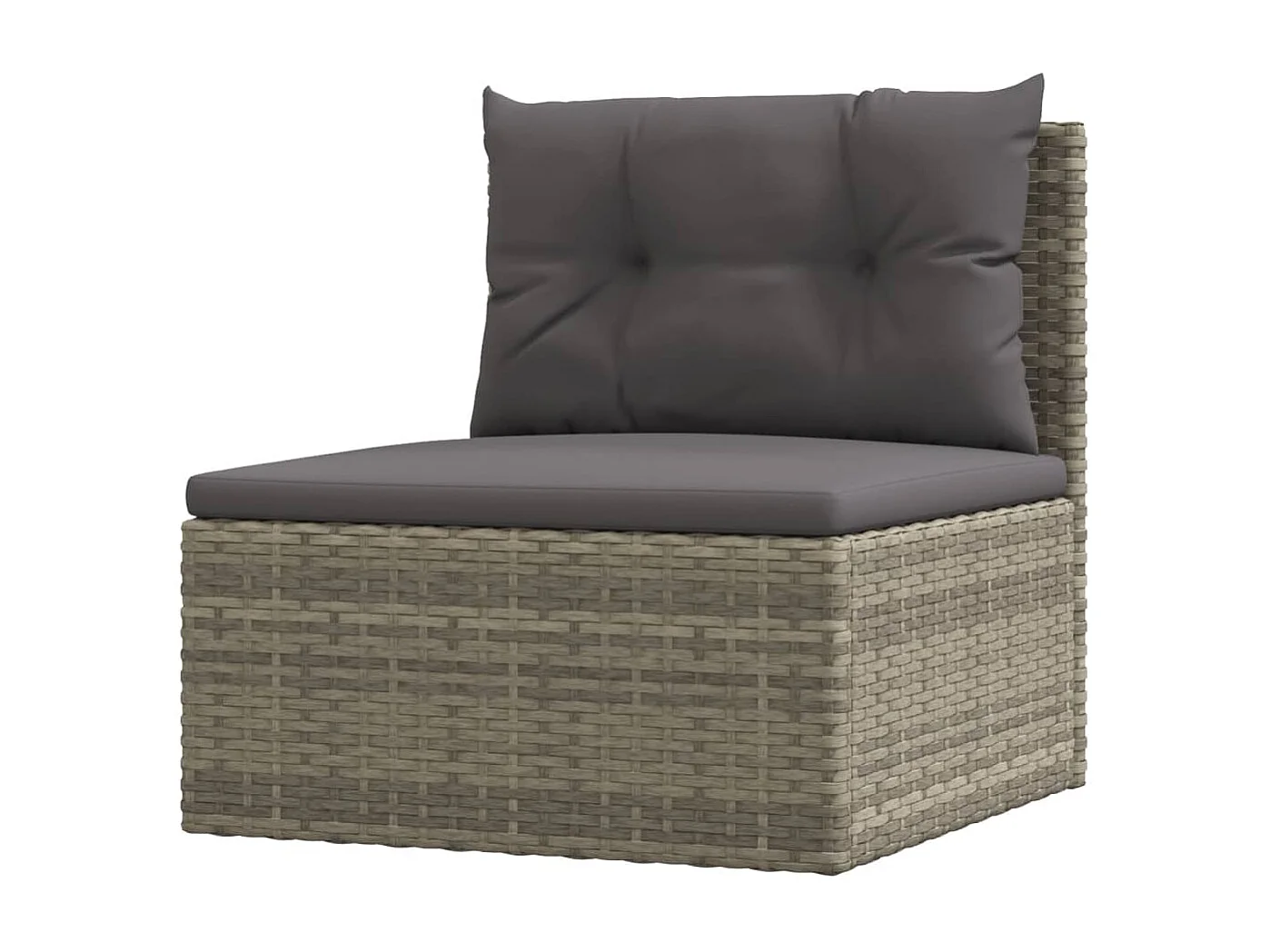 6-tlg. Garten-Lounge-Set mit Kissen Grau Poly Rattan