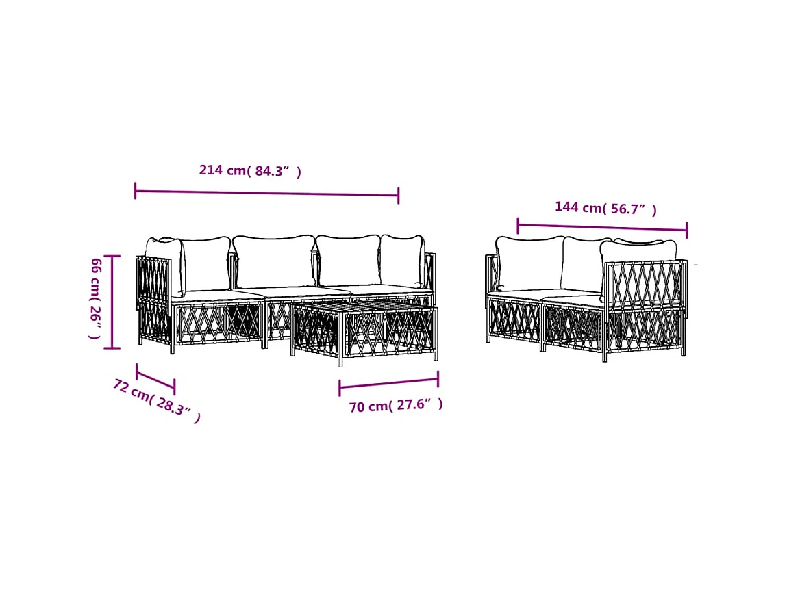 Set Salotto da Giardino 6 pz con Cuscini in Acciaio Antracite
