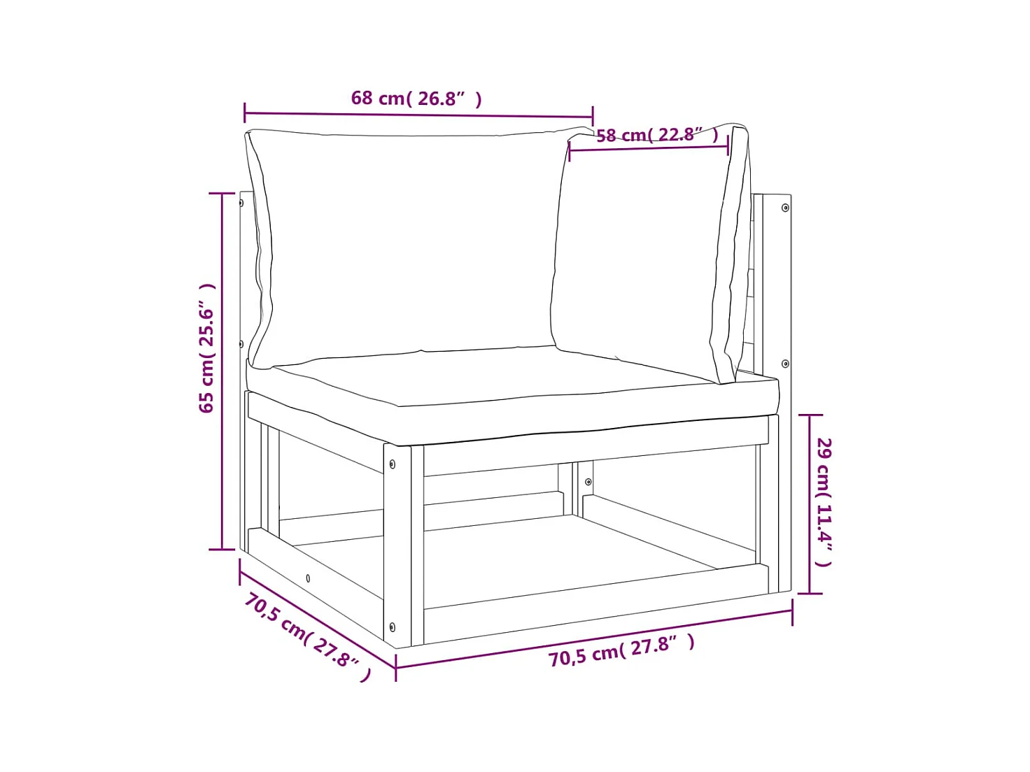 5-delige Loungeset met groene kussens massief hout