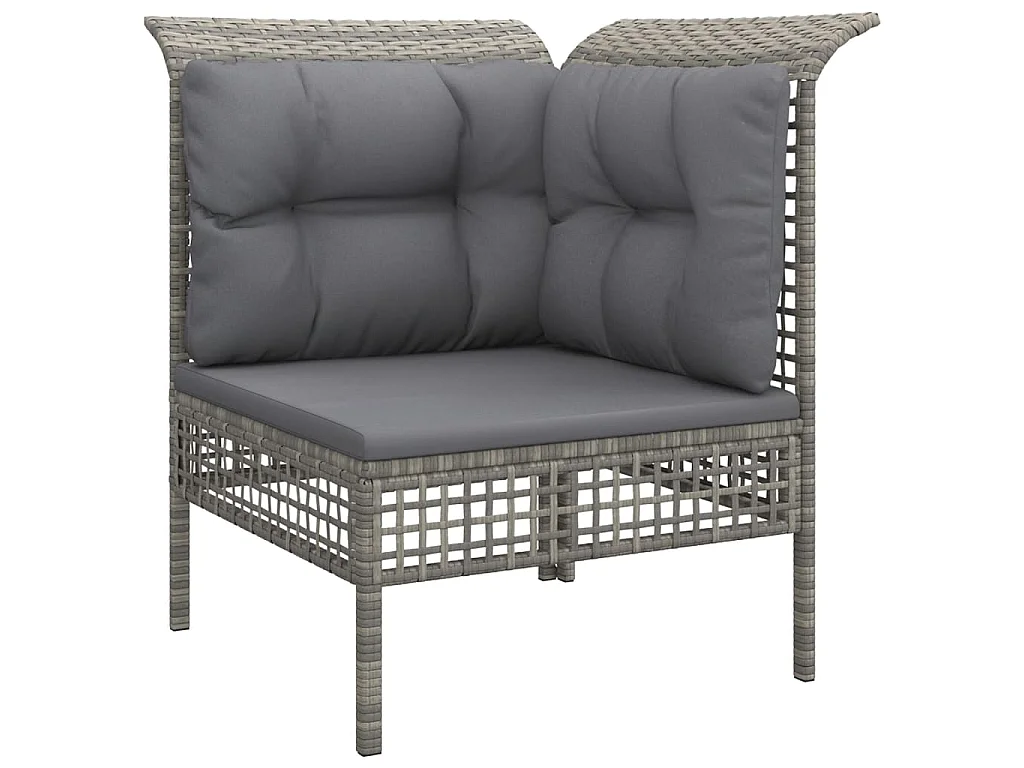 Set Divani da Giardino 8 pz con Cuscini in Polyrattan Grigio