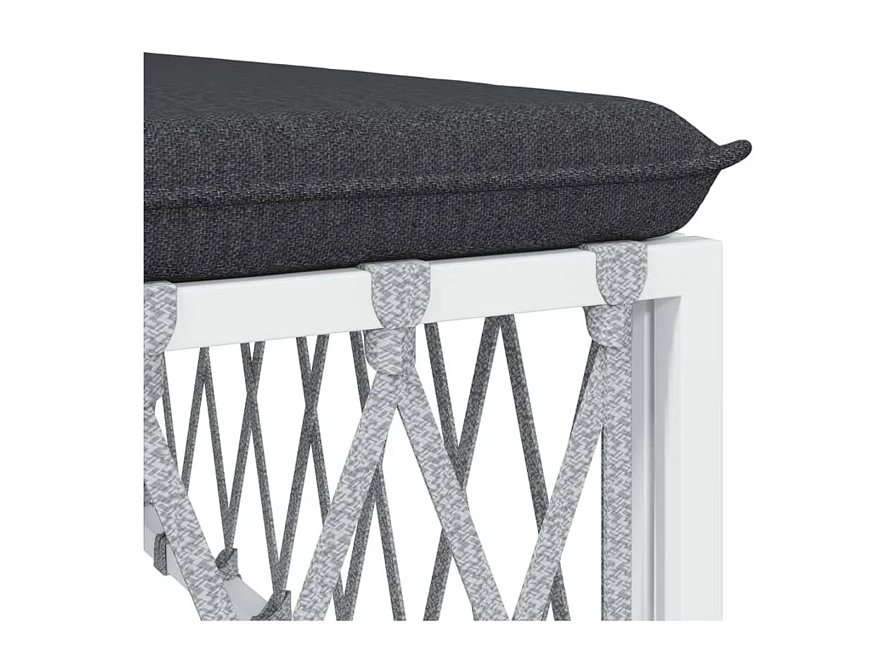 Salon de jardin avec coussins 6 pcs blanc acier