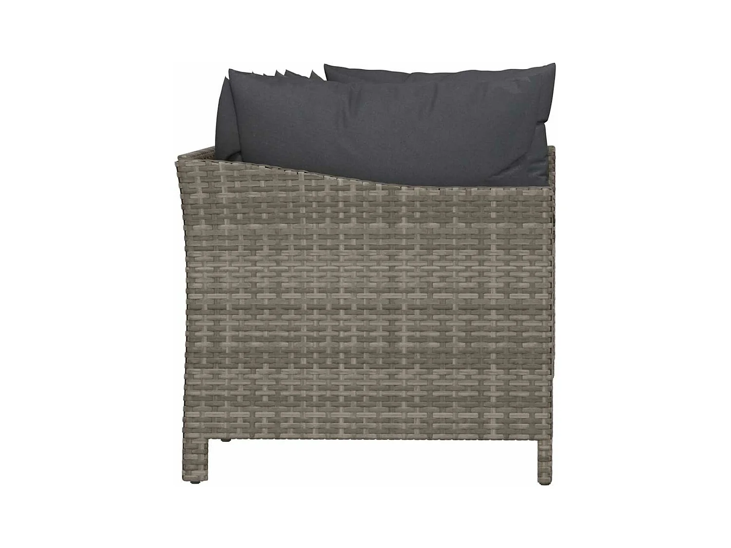4-tlg. Garten-Lounge-Set mit Kissen Grau Poly Rattan