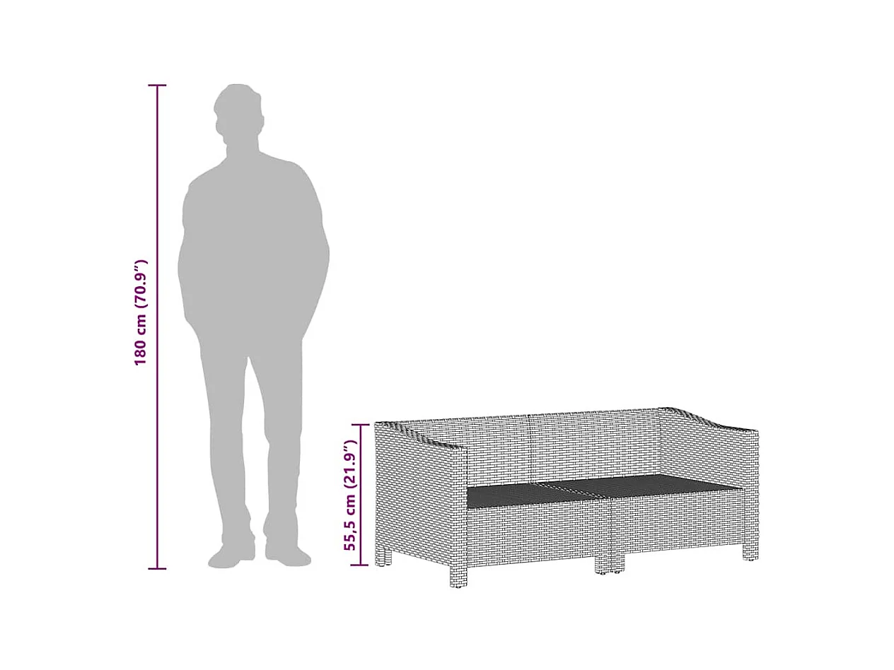 4-tlg. Garten-Lounge-Set mit Kissen Grau Poly Rattan