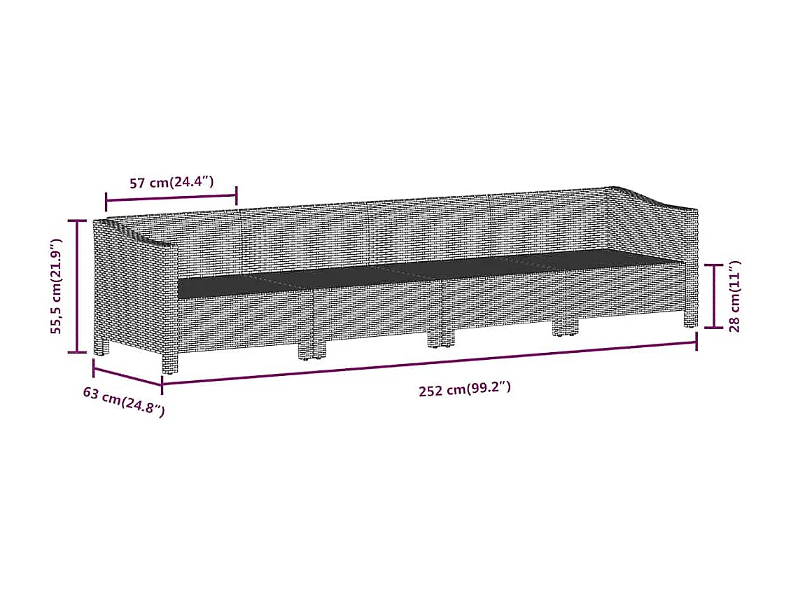 Salon de jardin 4 pièces avec coussins en polyrotin gris