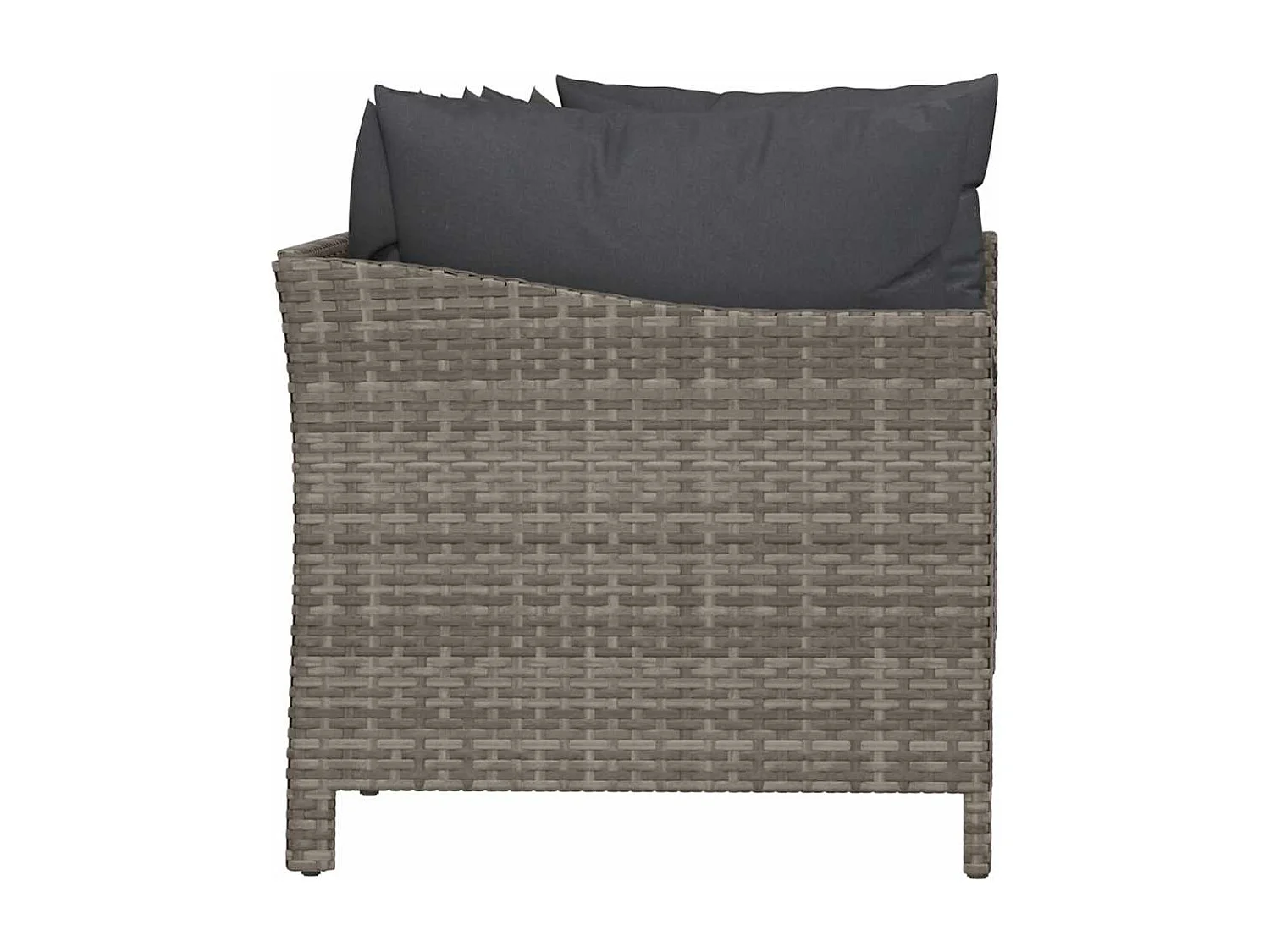 Conjunto de lounge de jardim com 4 peças e almofadas em vime sintético cinza