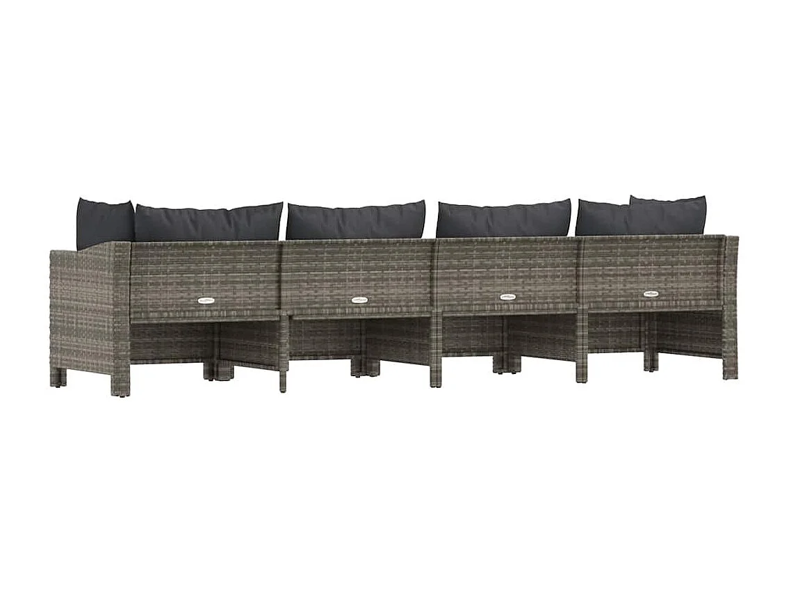 Conjunto de lounge de jardim com 4 peças e almofadas em vime sintético cinza