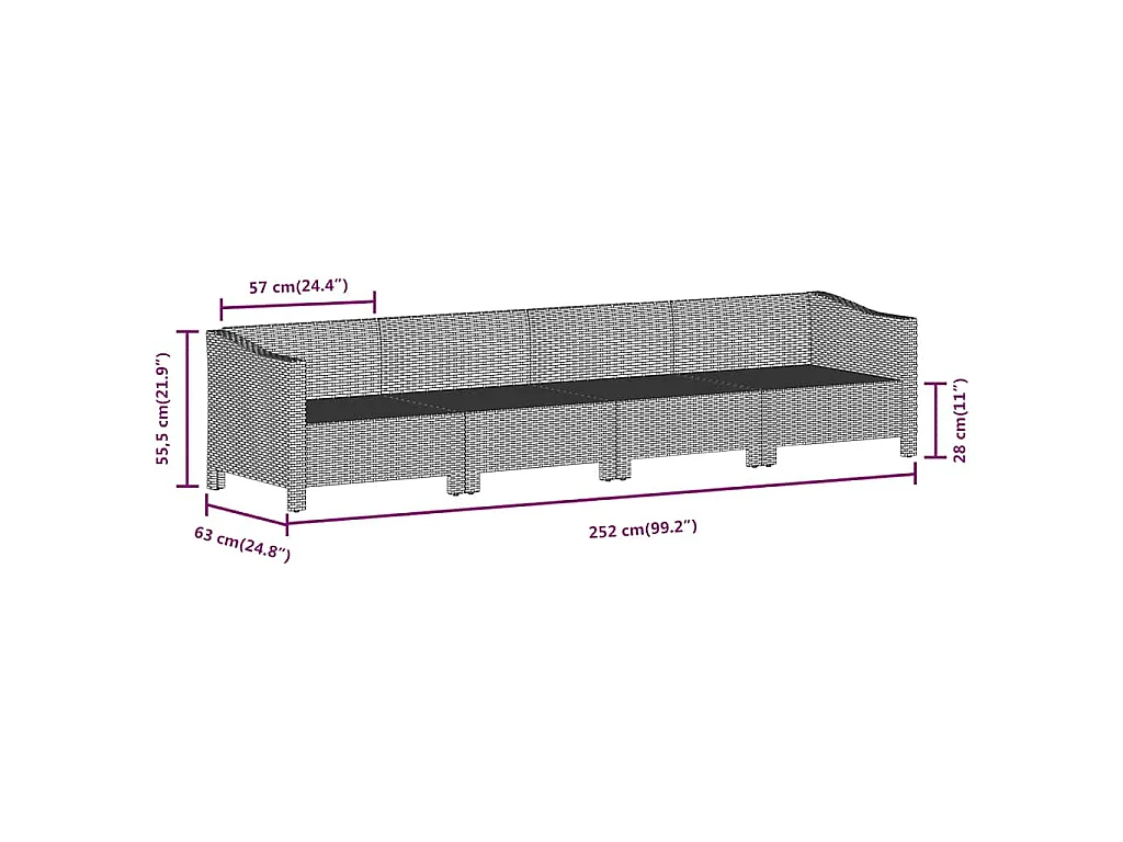 4-delige tuinloungeset met kussens grijs poly rattan